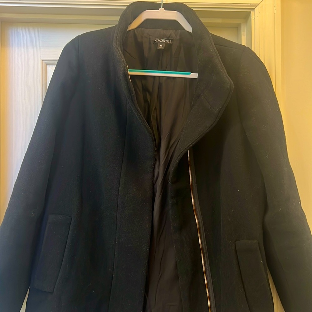 Women’s jcrew mercantile black wool coat size 10 large